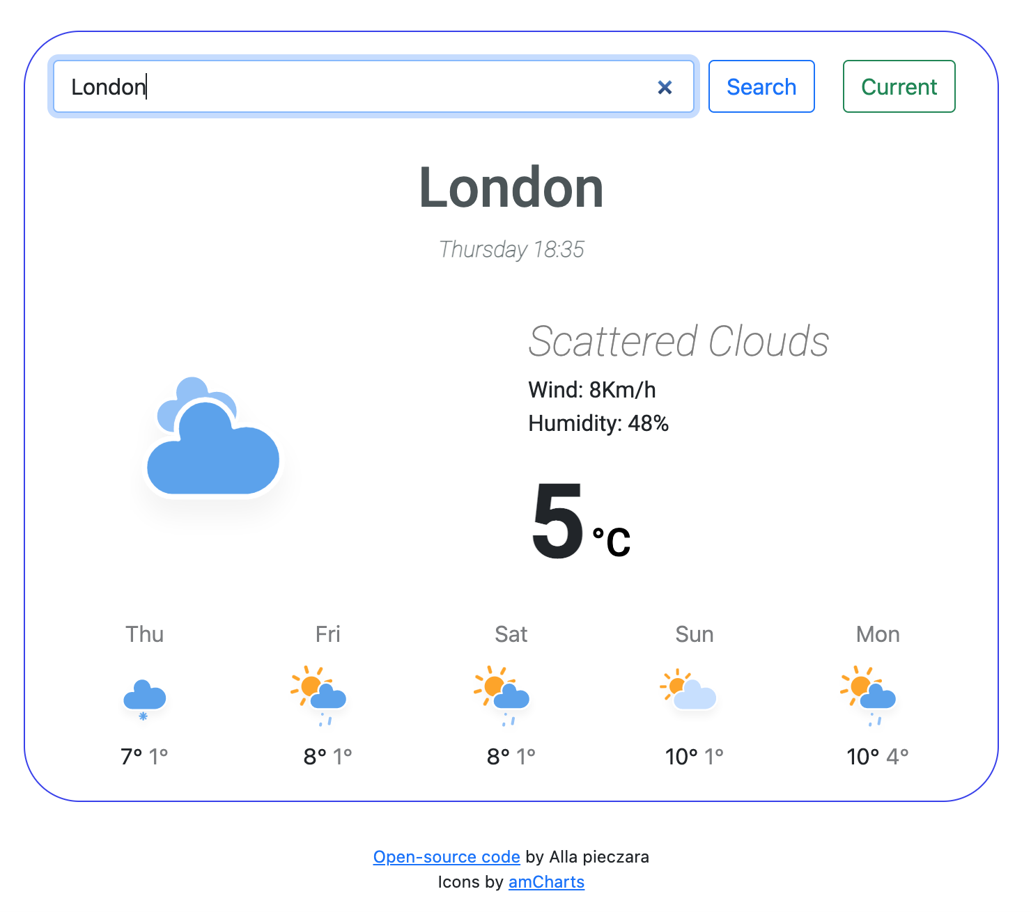 A vanilla java-script weather app